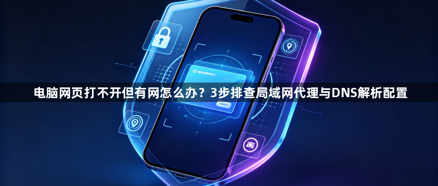 电脑网页打不开但有网怎么办？3步排查局域网代理与DNS解析配置1