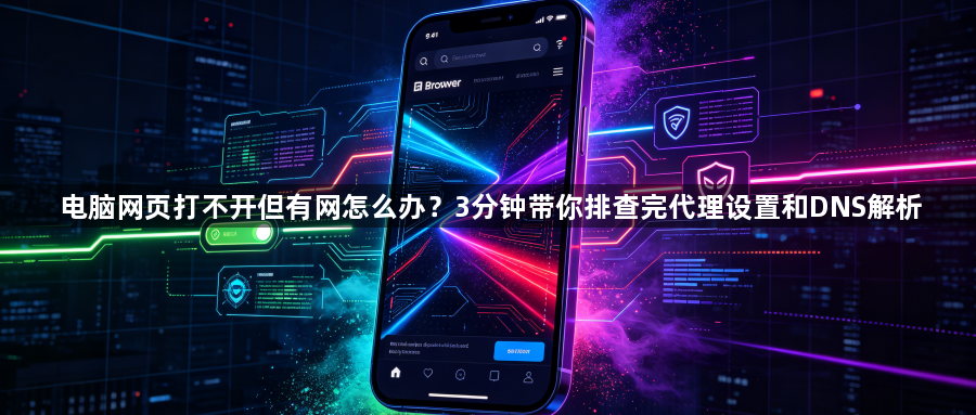 电脑网页打不开但有网怎么办？3分钟带你排查完代理设置和DNS解析1